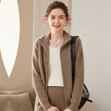 Women's Full Zip-up Cashmere Cardigans Casual Solid Cashmere Coat - slipintosoft