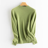 Women's Half Turtleneck Cashmere Sweater Basic Solid Knitted Cashmere Pullover - slipintosoft