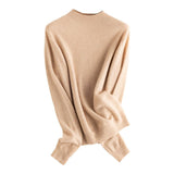 Women's Half Turtleneck Cashmere Sweater Basic Solid Knitted Cashmere Pullover - slipintosoft