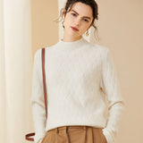 Women's Half Turtleneck Cashmere Sweater Relaxed Fit Cashmere Pullover - slipintosoft
