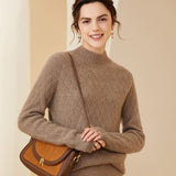 Women's Half Turtleneck Cashmere Sweater Relaxed Fit Cashmere Pullover - slipintosoft