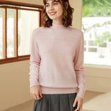 Women's Half Turtleneck Pure Cashmere Sweater Jacquard Cashmere Knitted Pullover - slipintosoft