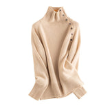Women's Lapeled Neck Cashmere Sweater Turtleneck Solid Cashmere Pullover - slipintosoft