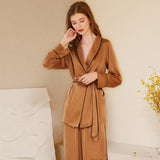 Women's Luxury Silk Pajamas Set For Winter Long Sleeves Ladies Retro Sleepwear - slipintosoft