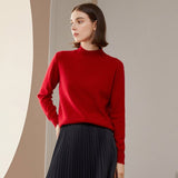 Women's Mock Neck Cashmere Sweater Solid Knitted Cashmere Pullover - slipintosoft