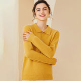 Women's Polo Neck Cashmere Sweater Long Sleeve Spring Cashmere Sweater - slipintosoft