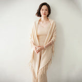 Women's Solid Cashmere Wrap Scarf with Tassels - slipintosoft