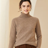 Women's Turtleneck Cashmere Sweater Basic Long Sleeve Warm Cashmere Pullover - slipintosoft