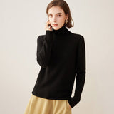 Women's Turtleneck Cashmere Sweater Basic Solid Cashmere Pullover Tops - slipintosoft