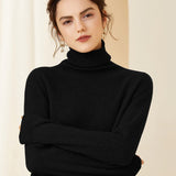 Women's Turtleneck Cashmere Sweater Pile Collar Cashmere Knitted Pullover - slipintosoft