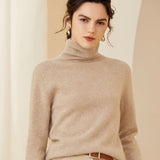 Women's Turtleneck Cashmere Sweater Pile Collar Cashmere Knitted Pullover - slipintosoft