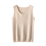 Women's U Necked Cashmere Tank Tops Warm Knitted Cashmere Vest - slipintosoft